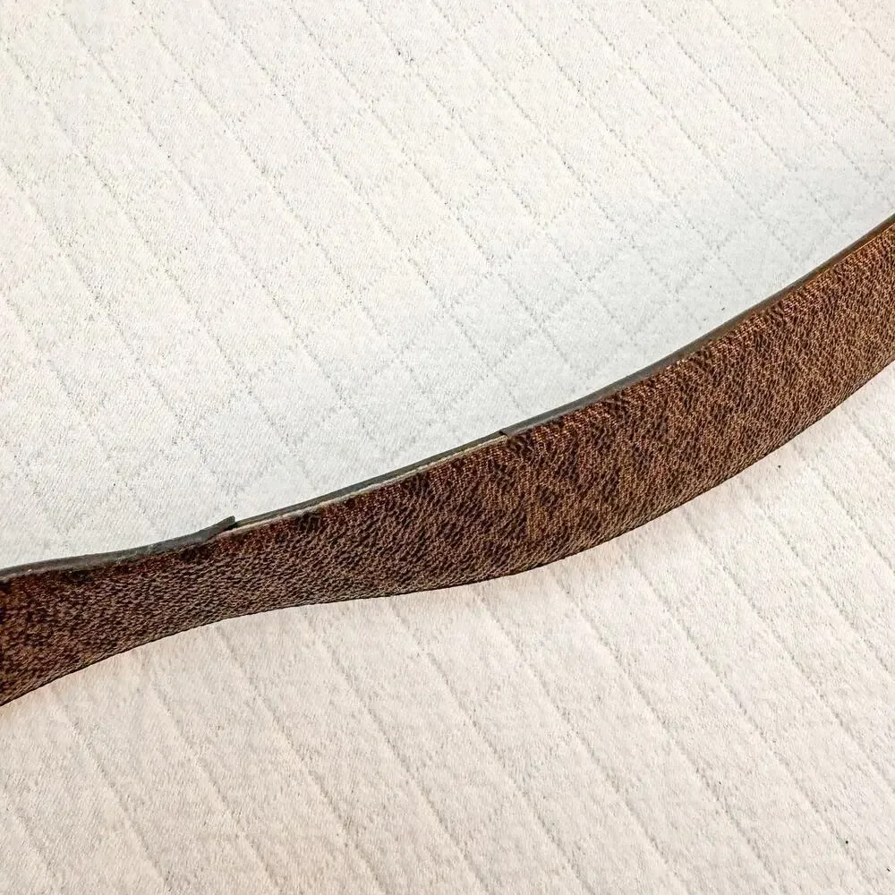 Michael Kors Printed Logo Brown Leather Belt Gold Buckle Size L